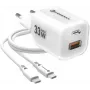 Forcell VT-41 GaN III 33W Wall Charger with 1x USB-C PD 3.0 & 1x USB-A QC 4.0 (White)