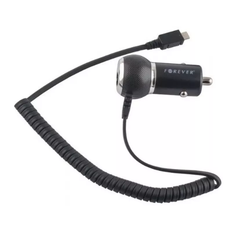 Forever 1A Compact Design Car Charger Micro USB (Universal) 1.2m Cable EU Blister Black