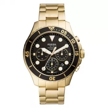 Fossil FS5727 Men's Chronograph Quartz Watch 46mm Black Dial Black Leather