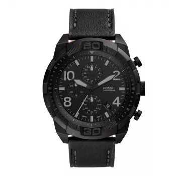 Fossil FS5874 Men's Blue Dial Brown Leather Watch 42mm