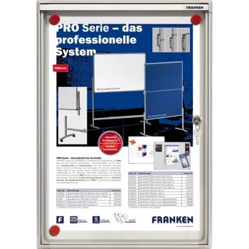 FRANKEN X-tra!Line Indoor Lockable Notice Board 1 x DIN A4, Magnetic Dry-Wipe Surface, Silver Anodized Aluminium Frame (FSA1)