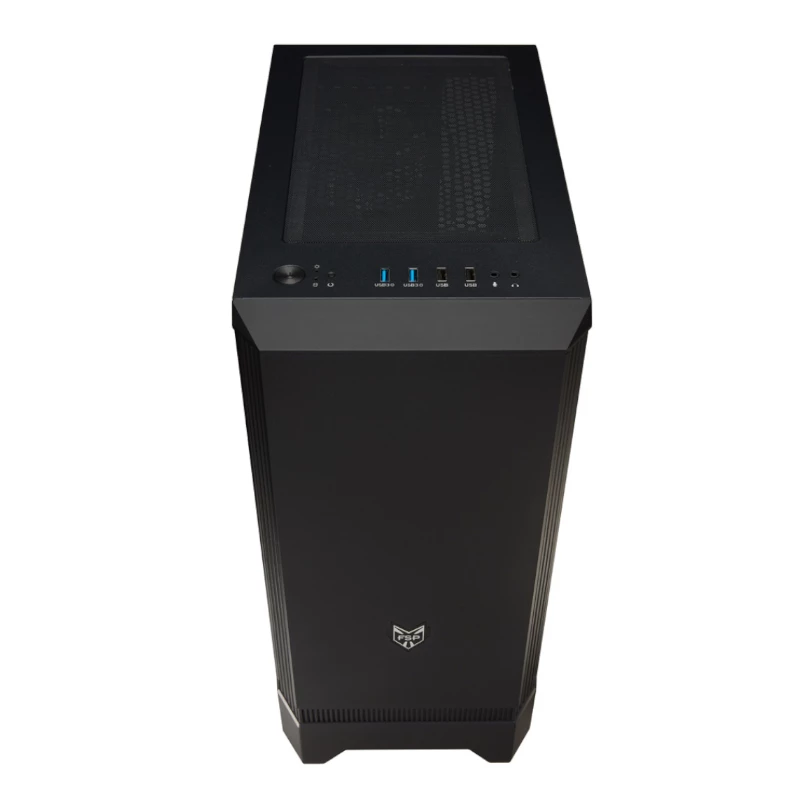 FSP CMT260 ATX Mid-Tower Gaming Case - Tempered Glass, Black