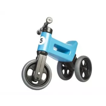 FUNNY WHEELS Rider Super Sportinis 2-in-1 Balance Bike, Metallic Blue, Convertible 3-Wheel to 2-Wheel, Adjustable Seat and Handlebar, for 18 Months to 3 Years, 25 kg Max Load
