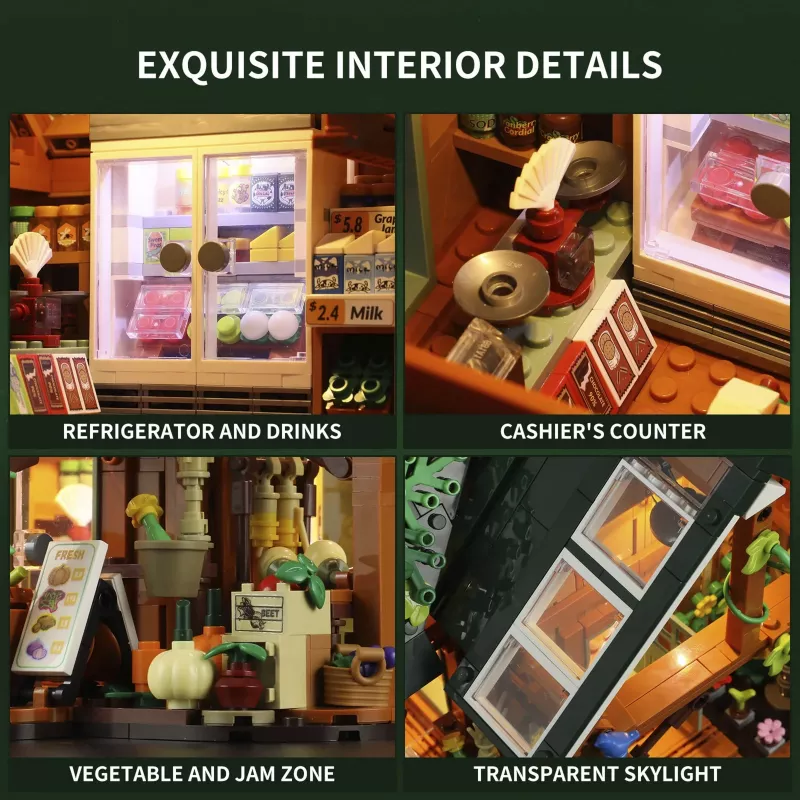 Funwhole Lumibricks Farm Store Building Kit (2688 Pieces) with LED Lighting