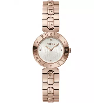 FURLA Arco Mini Women's Quartz Watch WW00004008L3 30mm Silver White Dial Black Leather Strap