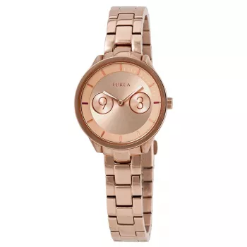 FURLA Giada Women's Quartz Watch R4253102518 31mm Rose Gold PVD Stainless Steel Case Pink Leather Strap Silver Dial