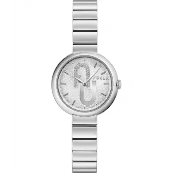 FURLA Logo Women's Watch WW00005011L1 32mm Rose Gold Tone Stainless Steel Case Pink Leather Strap Quartz Analog