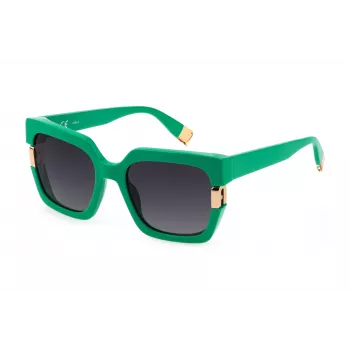 FURLA SFU624-54092X Women's Havana Acetate Geometric Sunglasses 54mm