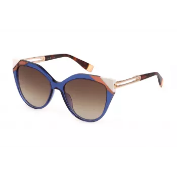 FURLA SFU683-5506NA Women's Butterfly Cat-Eye Sunglasses Havana Tortoise Acetate Frame Brown Gradient Lens 55mm