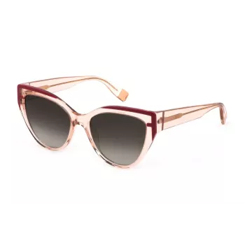 FURLA SFU694-5509TU Women's Sunglasses - Geometric Plastic Frame, Polycarbonate Lenses, UV400 Protection, 55/18/140 mm