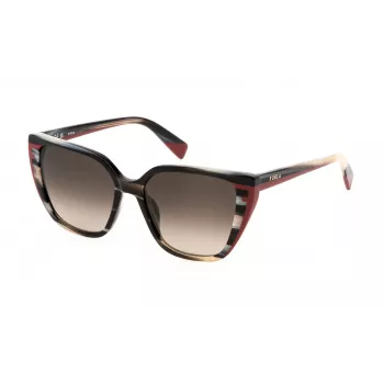 FURLA SFU782-5505GZ Women's Butterfly Sunglasses Havana Brown Gradient 55mm