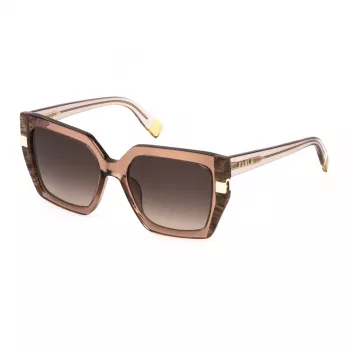 FURLA SFU818-550805 Women's Cat Eye Sunglasses Havana Acetate Frame Brown Gradient Lens 55/18/140 mm