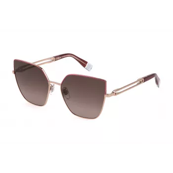 FURLA Women's Cat Eye Sunglasses SFU690-580SHP Havana Brown Acetate Frame Brown Gradient Lens 58/17/135 mm