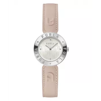 FURLA Women's Watch WW00004004L1 30mm Stainless Steel Quartz Analog Pink Leather Strap