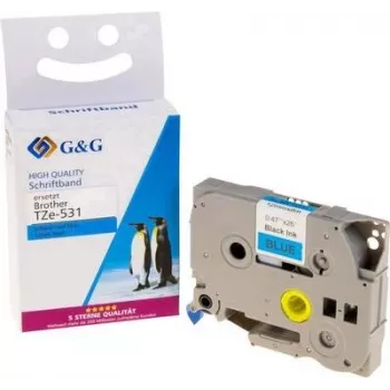 G&G 14956 Compatible Brother TZe-531 Blue Label Tape 12mm 8m Black Text