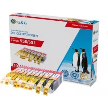 G&G Compatible Canon PGI-550 XL & CLI-551 XL High Yield Ink Cartridge 10-Pack (Black, Photo Black, Cyan, Magenta, Yellow) 15048
