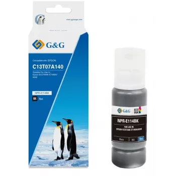 G&G Compatible Ink Bottle for Epson 114/C13T07A140 EcoTank, Black, 70ml, High Yield (19371)