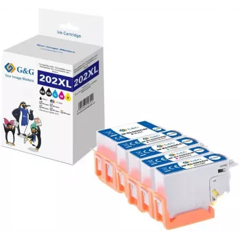 G&G Compatible Ink Cartridge Set 5-Pack for Epson 202XL Black/Cyan/Magenta/Yellow/Photo Black (15180)