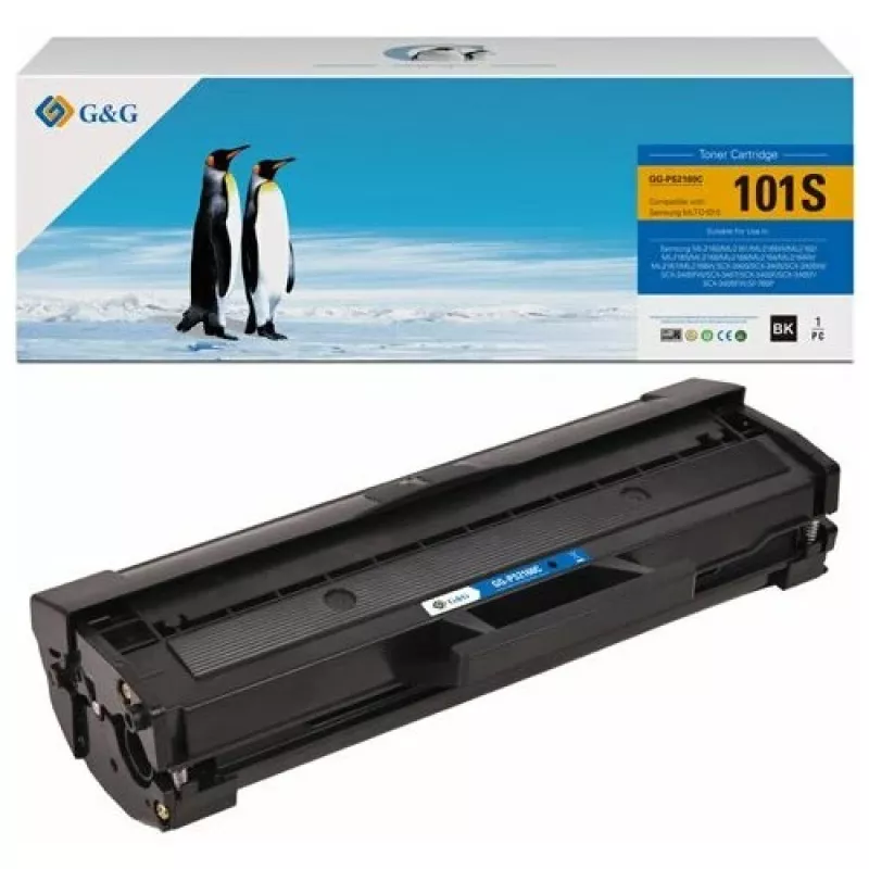 G&G Compatible Toner Cartridge for Samsung MLT-D101S/HP SU696A (14181) - Black, 1,500 Pages
