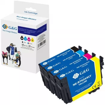G&G Multipack Ink Cartridges Compatible with Epson 604XL (4 x XL, Black/Cyan/Magenta/Yellow, 20547)