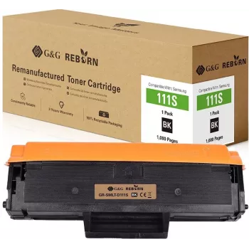 G&G Reborn Remanufactured Toner Cartridge for Samsung MLT-D111S / SU810A - Black (1,000 Pages) - 21324