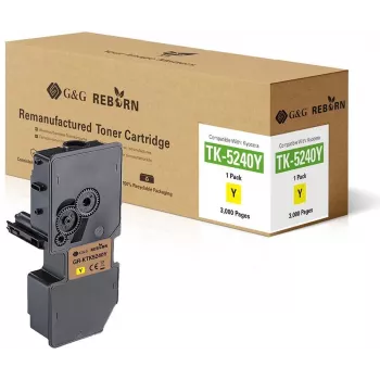 G&G Reborn Remanufactured Yellow Toner Cartridge for Kyocera TK-5240Y – 3,000 Pages (21307)