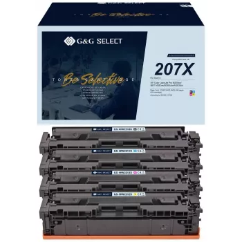 G&G Select XL Toner 4-Pack for HP 207X (Black, Cyan, Magenta, Yellow) - Compatible High Yield