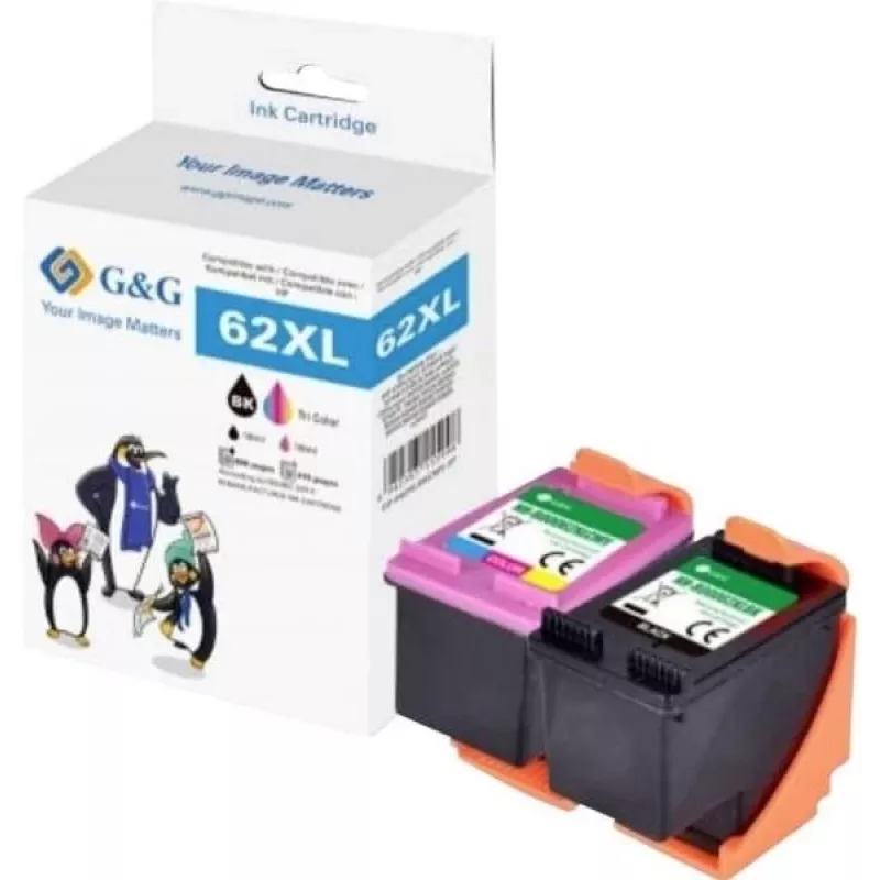 G&G XL Compatible Ink Cartridge Multipack for HP 62XL Black + Tri-Colour (20632)