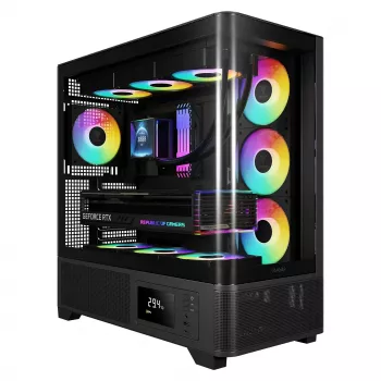 Gamdias Atlas P2 GAMING Mid-Tower ARGB Tempered Glass Case, Black, 4x120mm ARGB Fans