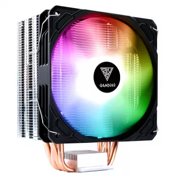 GAMDIAS Boreas E1-410 Lite RGB CPU Air Cooler - 120mm PWM Fan, 4 Direct Contact Heatpipes, 180W TDP, RGB Lighting, Intel LGA1700/1200/115X & AMD AM5/AM4 Compatible, Black