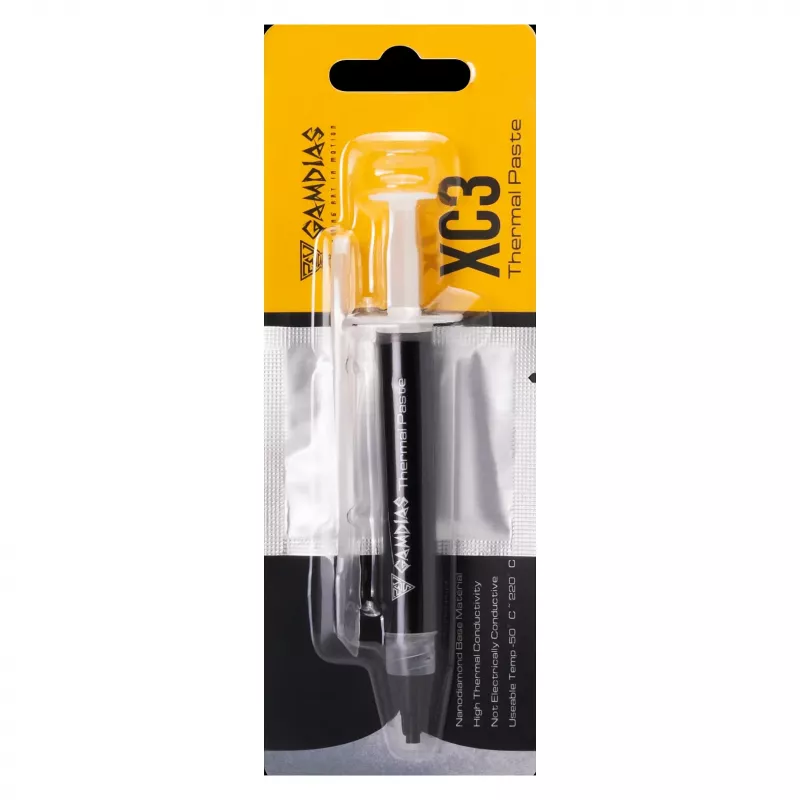 Gamdias XC3 Thermal Paste 2g - High Performance 13.5 W/mK, Non-Conductive, Syringe Applicator