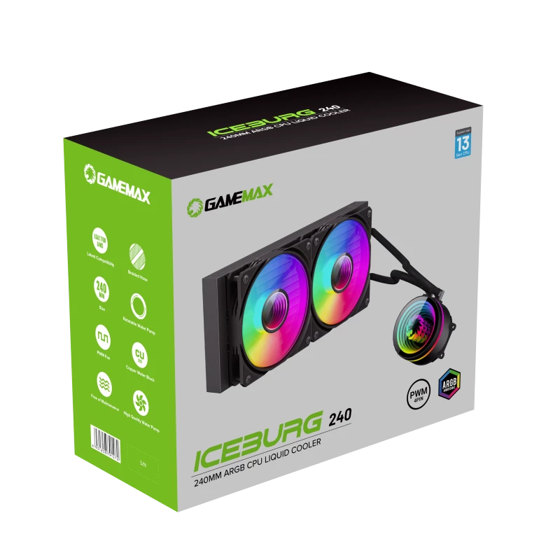 GAMEMAX ICEBURG 240 INFINITY CPU Liquid Cooler, Black