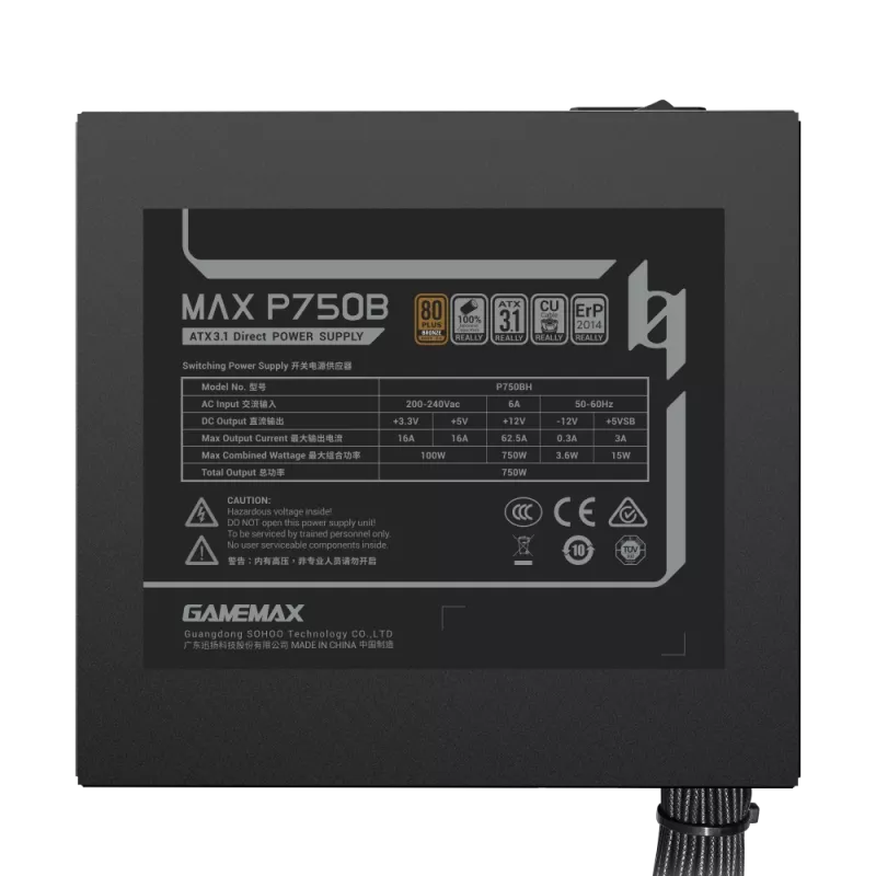 GAMEMAX MAX P750B 750W Bronze Non-Modular Power Supply