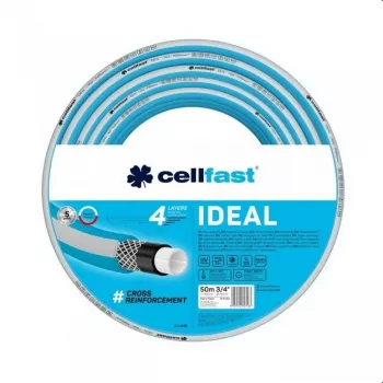 Garden Hose - Cellfast IDEAL (10-262) - 20m, 1/2 inch, 3-Layer PVC, Transparent Green with Yellow Stripe