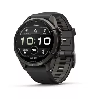 Garmin fēnix 9 Pro – inReach, 43mm, Carbon Gray DLC Titanium with Black/Pebble Grey Silicone Band