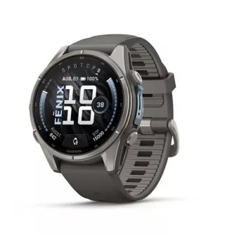 Garmin Fenix 9 – 43mm, Titanium with Pebble Grey Silicone Band