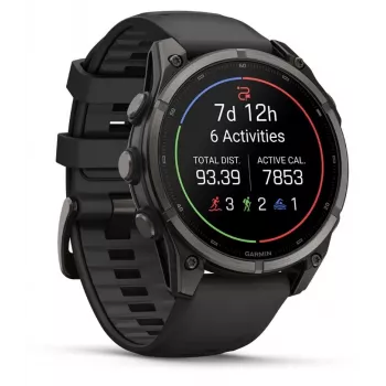Garmin fenix 9 – 47mm, Carbon Grey DLC Titanium with Black Silicone Band