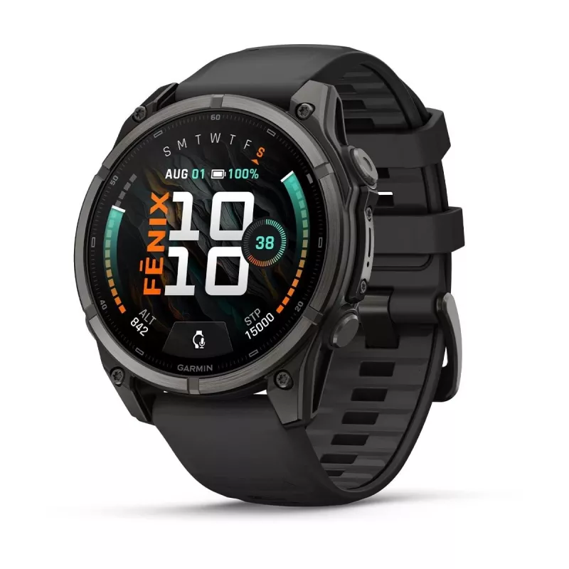 Garmin fenix 9 – 47mm, Carbon Grey DLC Titanium with Black Silicone Band