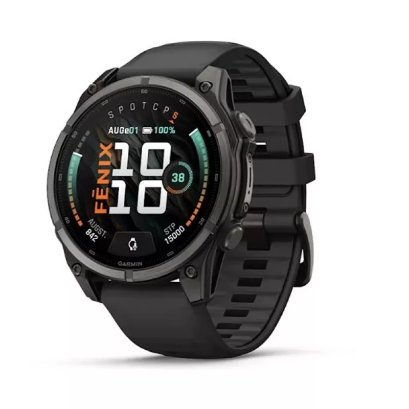 Garmin fenix 9 – 47mm, Carbon Grey DLC Titanium with Black Silicone Band