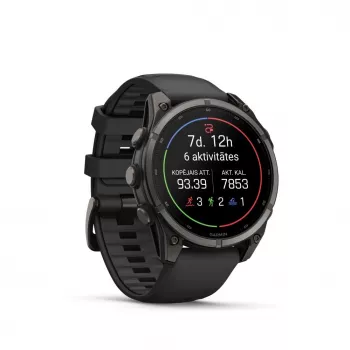 Garmin fenix 9 – 47mm, Carbon Grey DLC Titanium with Black Silicone Band