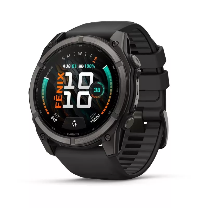 Garmin fenix 9 - 51mm, Carbon Grey DLC Titanium with Black Silicone Band 010-04763-11