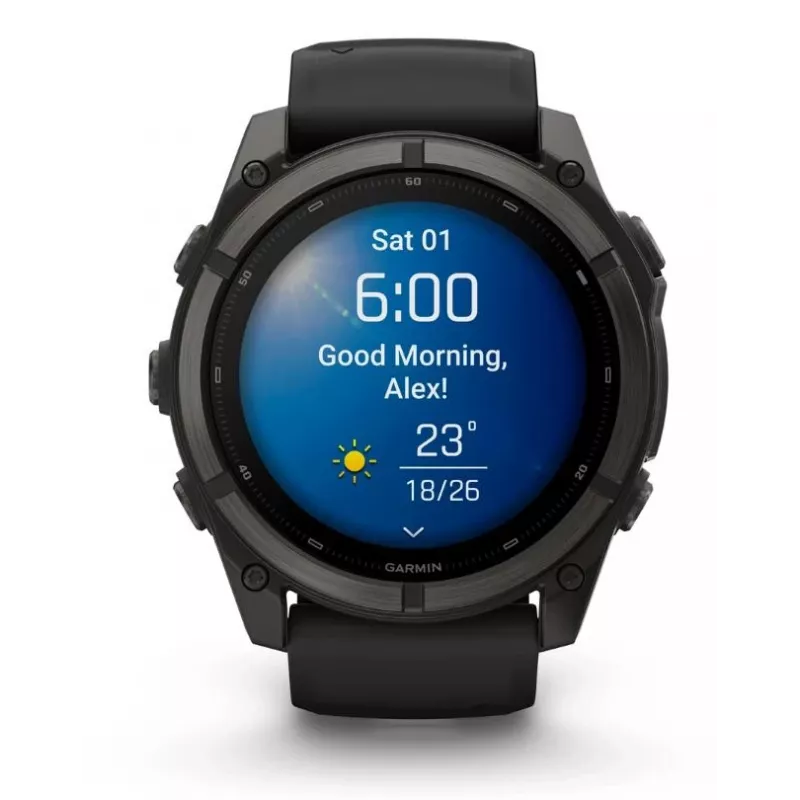 Garmin fenix 9 - 51mm, Carbon Grey DLC Titanium with Black Silicone Band 010-04763-11