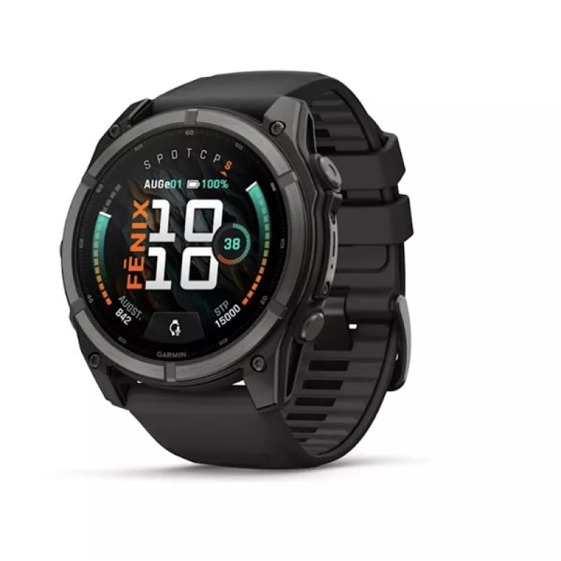 Garmin fenix 9 - 51mm, Carbon Grey DLC Titanium with Black Silicone Band 010-04763-11