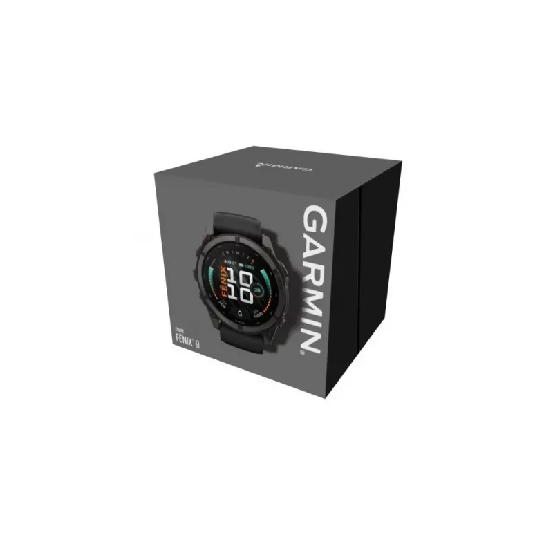 Garmin fenix 9 - 51mm, Carbon Grey DLC Titanium with Black Silicone Band 010-04763-11
