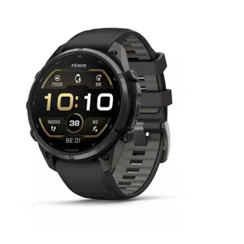 Garmin Fenix 9 Pro – 47mm Carbon Gray DLC Titanium with Black/Pebble Grey Silicone Band