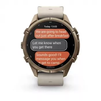 Garmin Fenix 9 Pro – inReach, 43mm Autumn Gold Titanium with Cream/French Grey Silicone Band