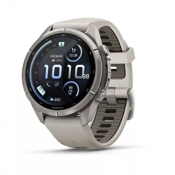 Garmin Fenix 9 Pro – inReach, 43mm Titanium with Fog Grey/Dark Sandstone Silicone Band