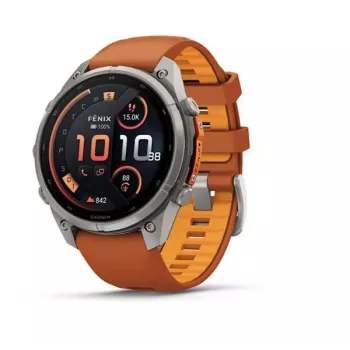 Garmin Fenix 9 Pro – inReach, 47mm Titanium with Autumn Orange/Spark Orange Silicone Band