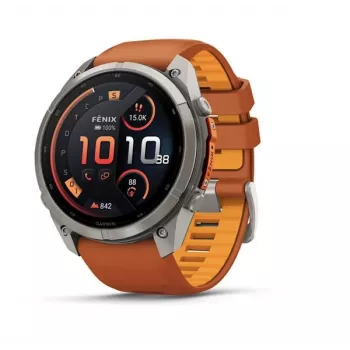 Garmin Fenix 9 Pro – inReach, 51mm Titanium with Autumn Orange/Spark Orange Silicone Band