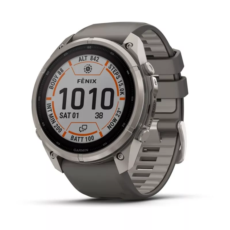 Garmin Fenix 9 Pro – inReach, Solar, 51mm Titanium with Pebble Grey Silicone Band